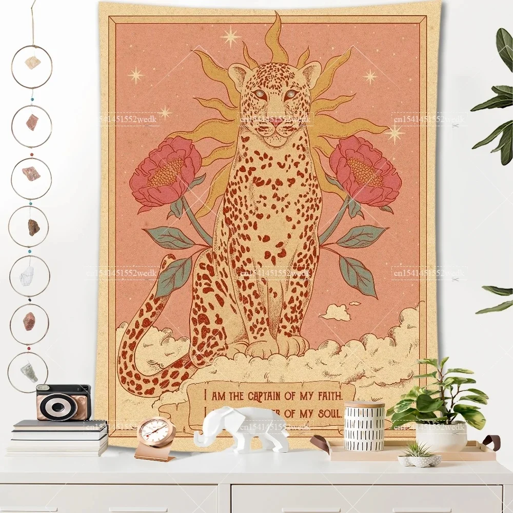Makata boho na ścianę – tarot, dekoracja w stylu hippie Ciemny szary