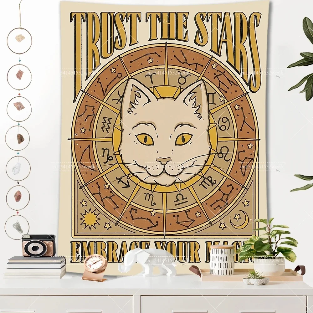 Makata boho na ścianę – tarot, dekoracja w stylu hippie Jasnozielony