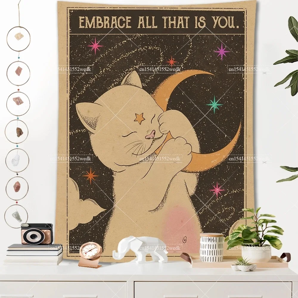 Makata boho na ścianę – tarot, dekoracja w stylu hippie Niebieski