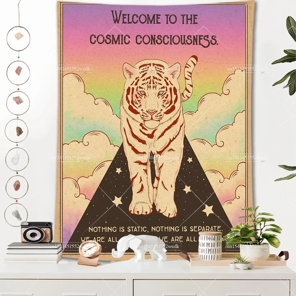 Makata boho na ścianę – tarot, dekoracja w stylu hippie Pomarańczowy