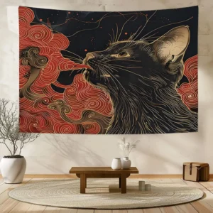 Makata na ścianę japoński kot ukiyo-e, dekoracja do pokoju 