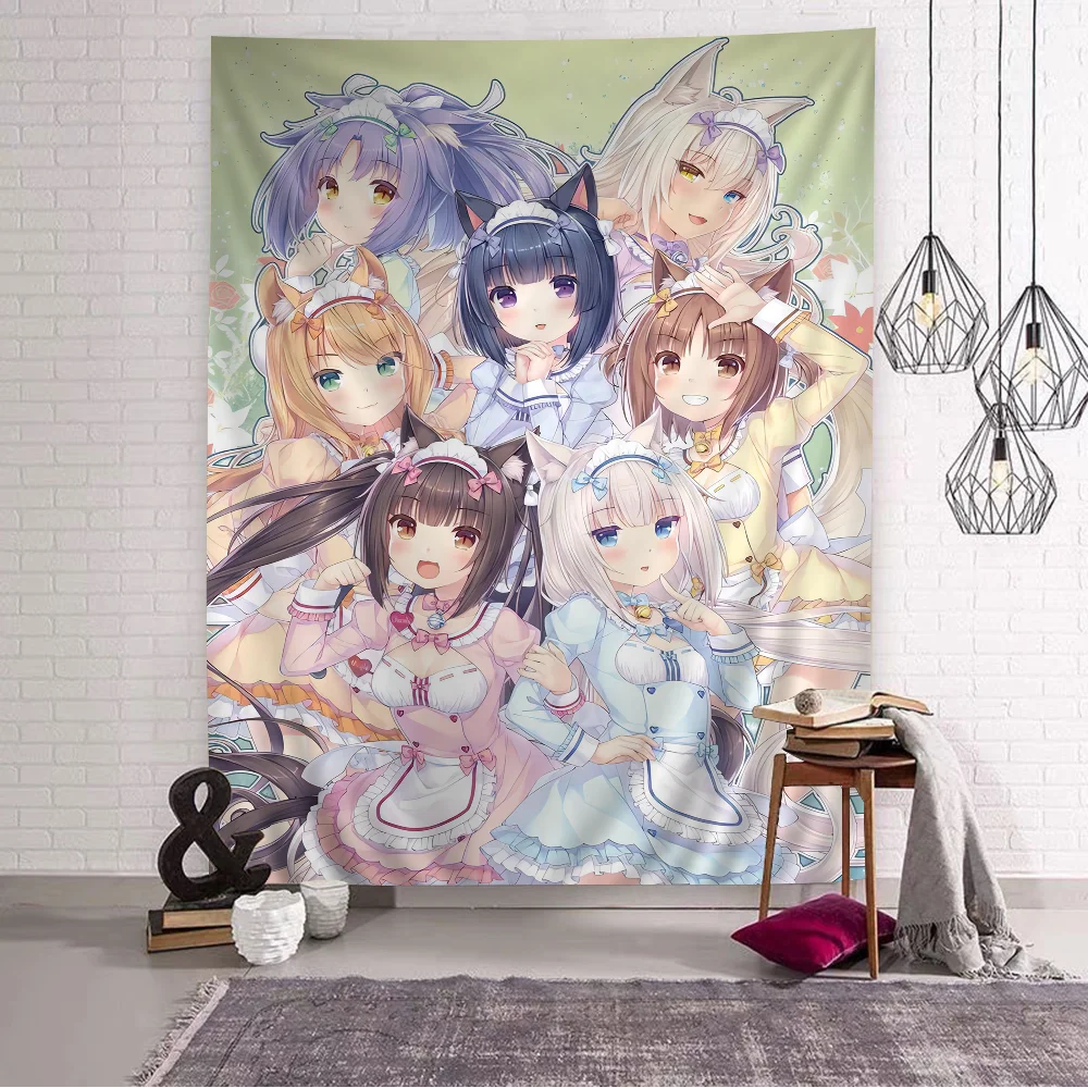 Makata na ścianę z kotem anime Głęboki fiolet