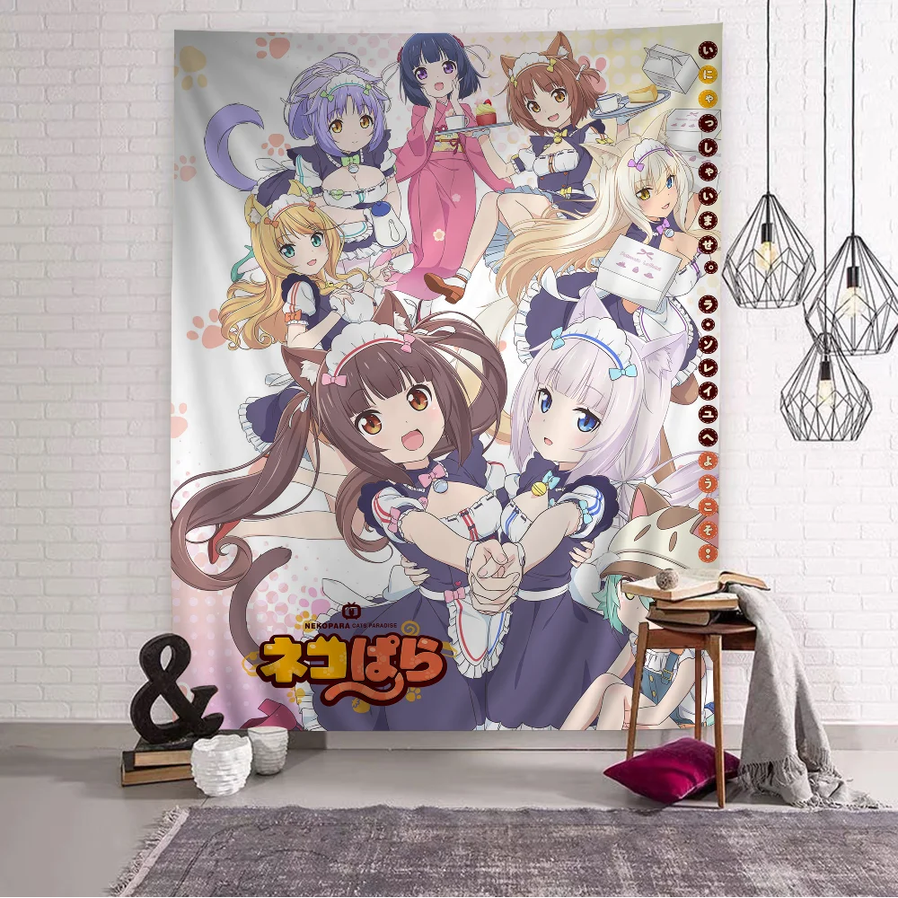 Makata na ścianę z kotem anime Niebieski