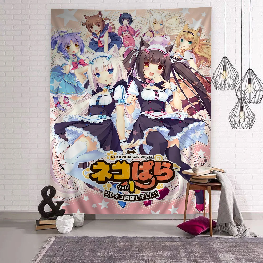 Makata na ścianę z kotem anime świecić