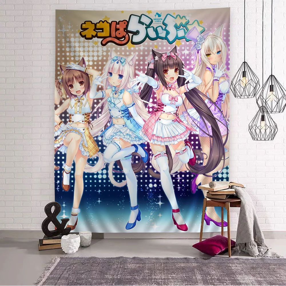 Makata na ścianę z kotem anime Zielony