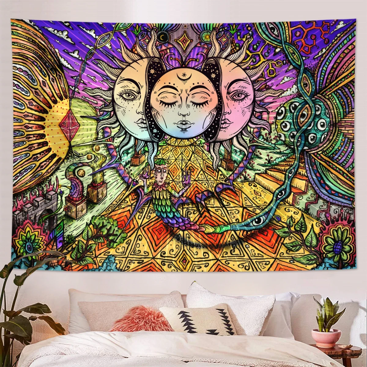 Makatka mandala - dekoracja ścienna boho Bu 14