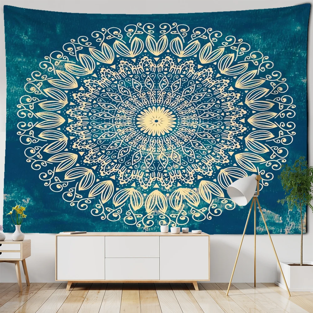 Makatka mandala na ścianę w stylu boho hippie Fioletowo szary