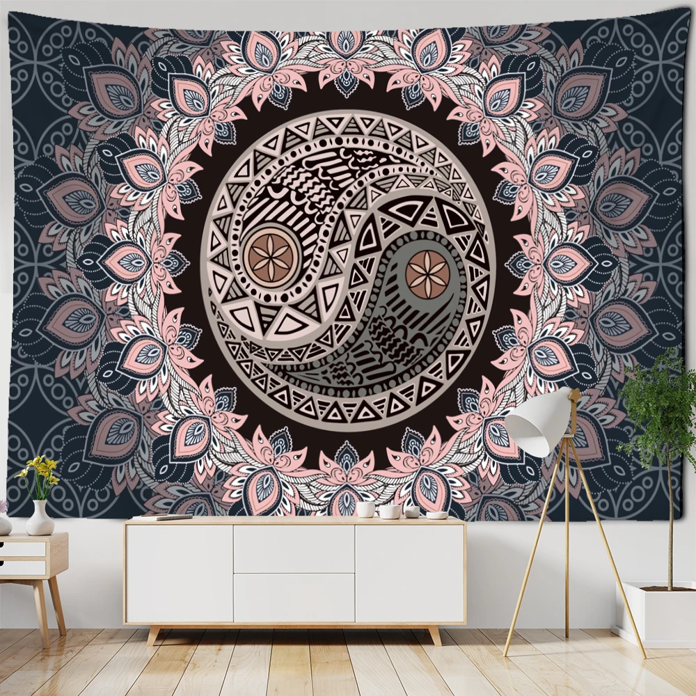 Makatka mandala na ścianę w stylu boho hippie Masło