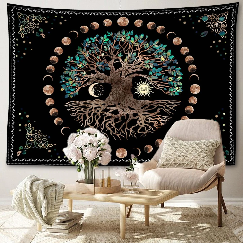 Makatka na ścianę galaktyka, abstrakcyjna dekoracja boho Pomarańczowy