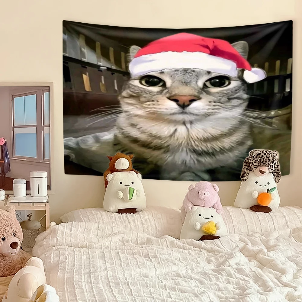 Makatka z zabawnym kotem na ścianę Fioletowo szary