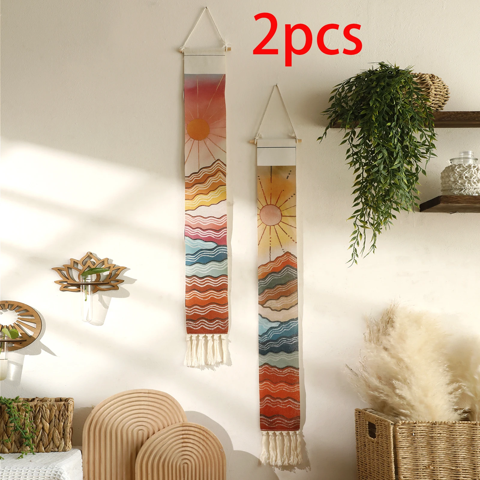 Makrama boho na ścianę - góry i słońce M01589 m01590