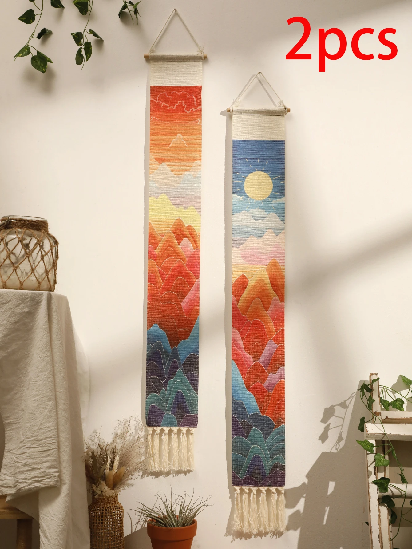 Makrama boho na ścianę - góry i słońce M01846 m01847