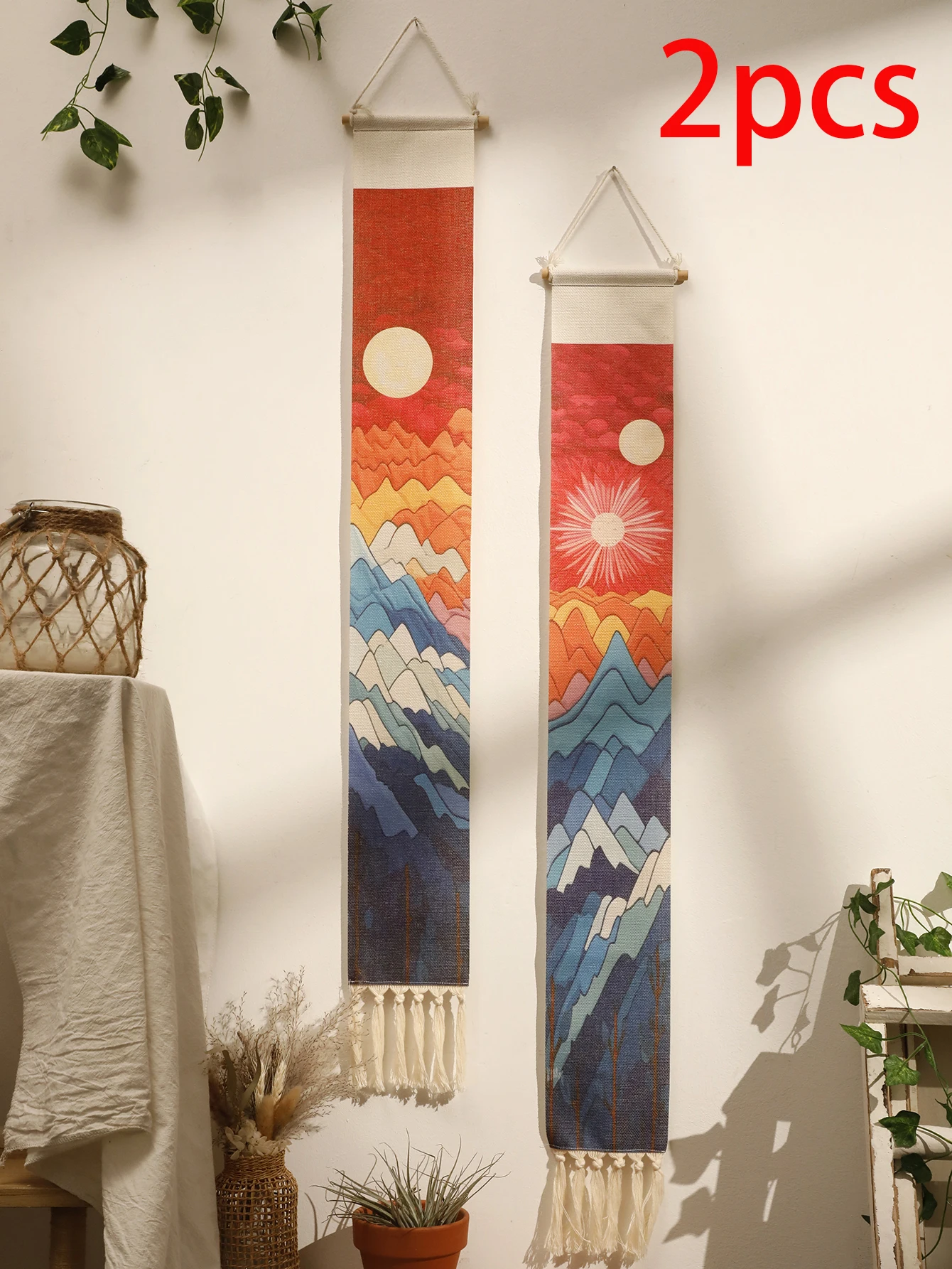 Makrama boho na ścianę - góry i słońce M01848 m01849