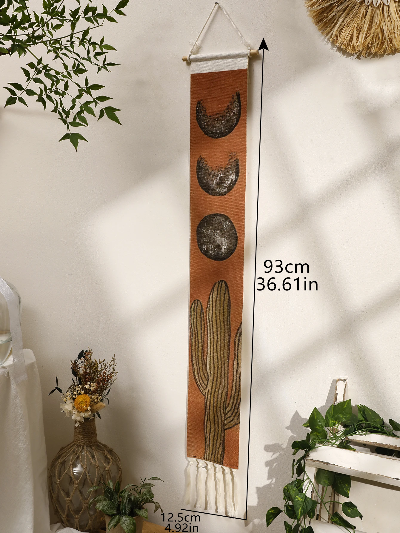 Makrama boho na ścianę - góry i słońce Tk m