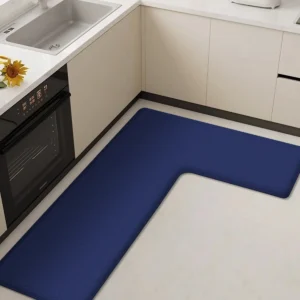 Mata kuchenna narożna L flanelowa chłonna antypoślizgowa Niebieski