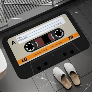 Retro mata łazienkowa w kształcie kasety magnetofonowej 14