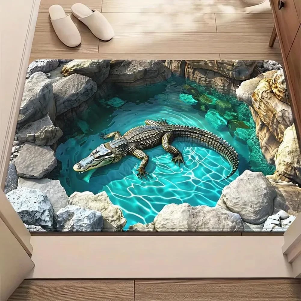 Mata pod drzwi 3D z motywem kota — dekoracyjna i antypoślizgowa Burgundia