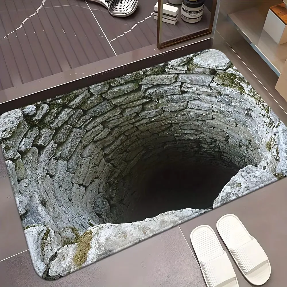Mata podłogowa 3D z iluzją optyczną antypoślizgowa do łazienki Jasnoszary