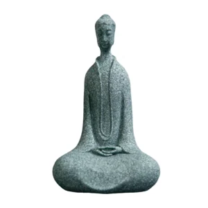 Medytujący Budda z kamienia naturalnego — ozdoba biura i ogrodu Biały