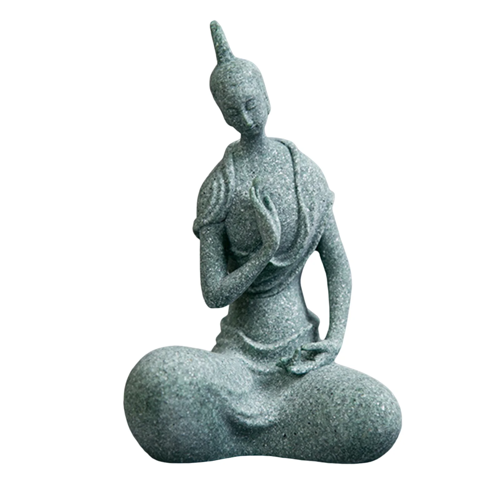 Medytujący Budda z kamienia naturalnego — ozdoba biura i ogrodu żółty