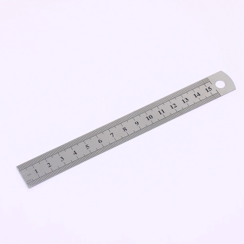 Metalowa linijka 15 cm ze stali nierdzewnej dwustronna Biały