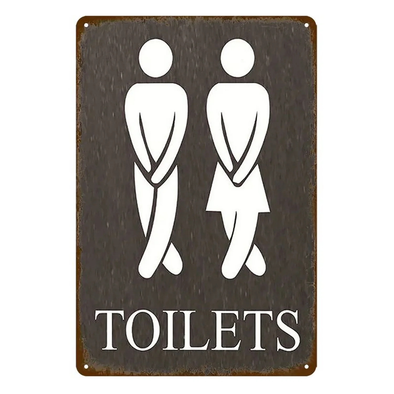 Metalowa plakietka ścienna do toalety w stylu vintage — WC retro Burgundia