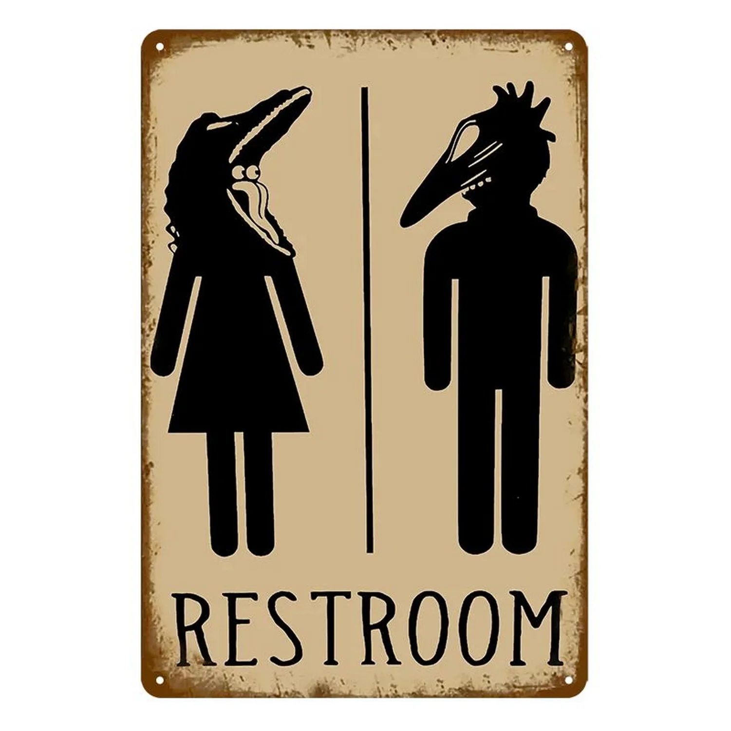 Metalowa plakietka ścienna do toalety w stylu vintage — WC retro Czerwony