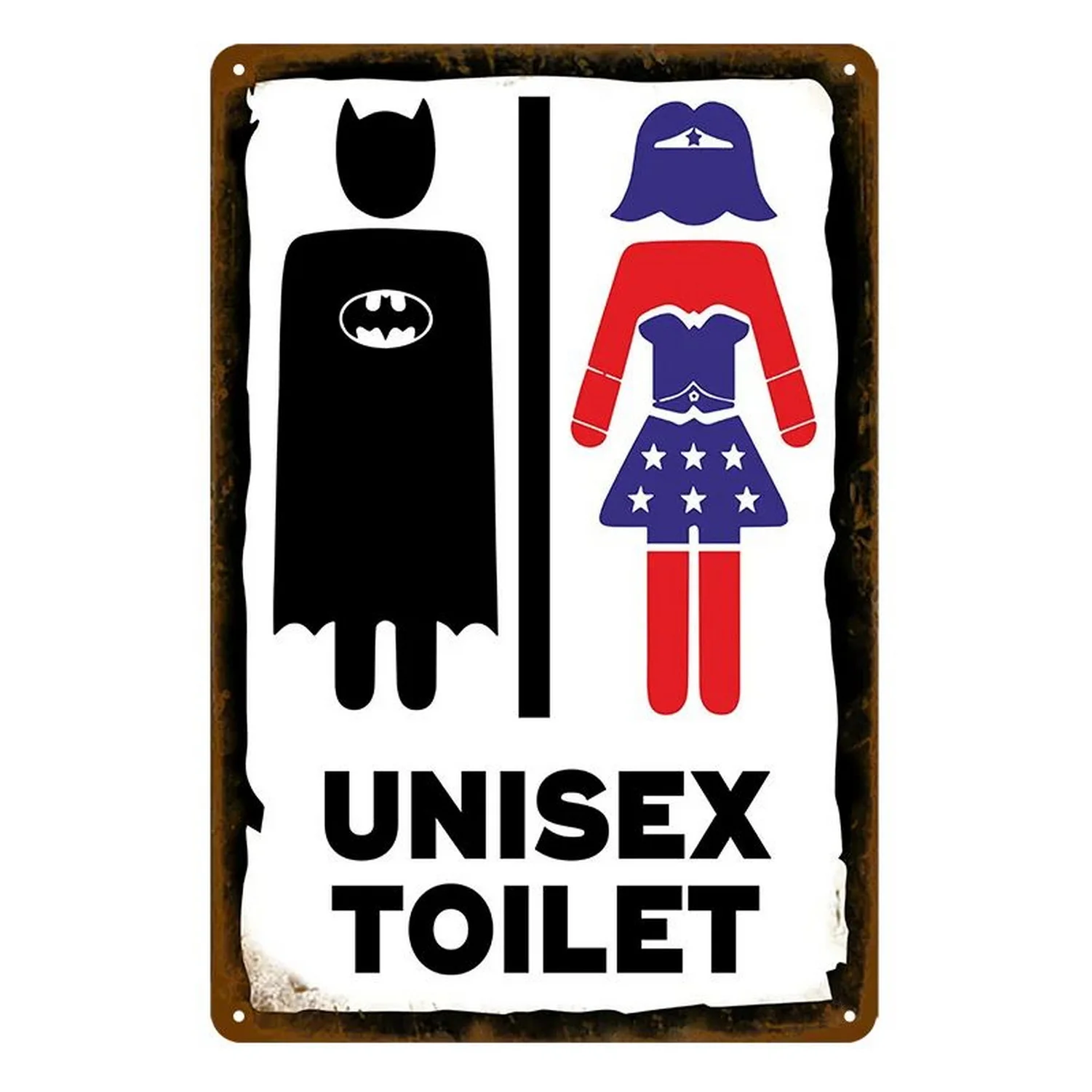 Metalowa plakietka ścienna do toalety w stylu vintage — WC retro Jabłko złote