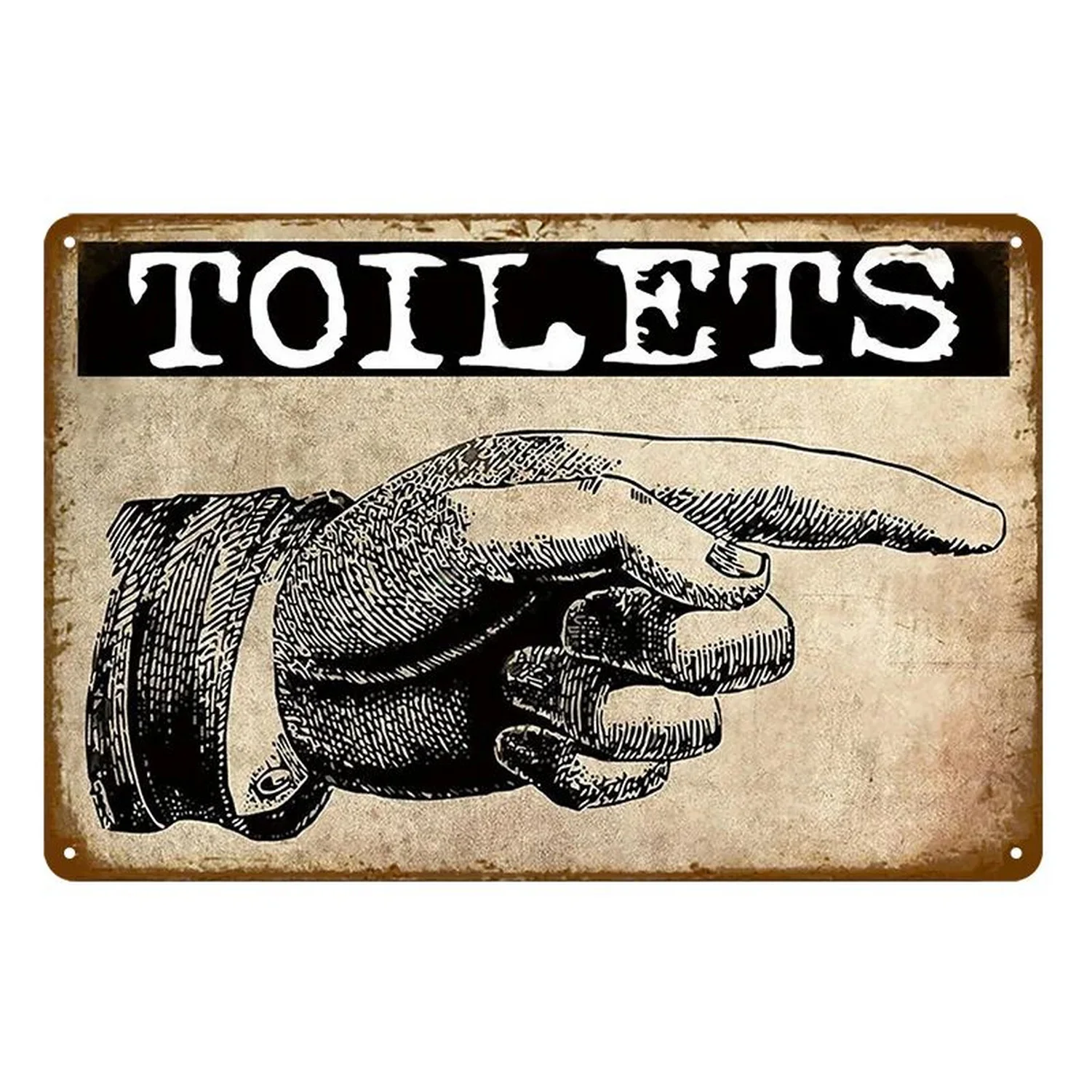 Metalowa plakietka ścienna do toalety w stylu vintage — WC retro Różowe złoto