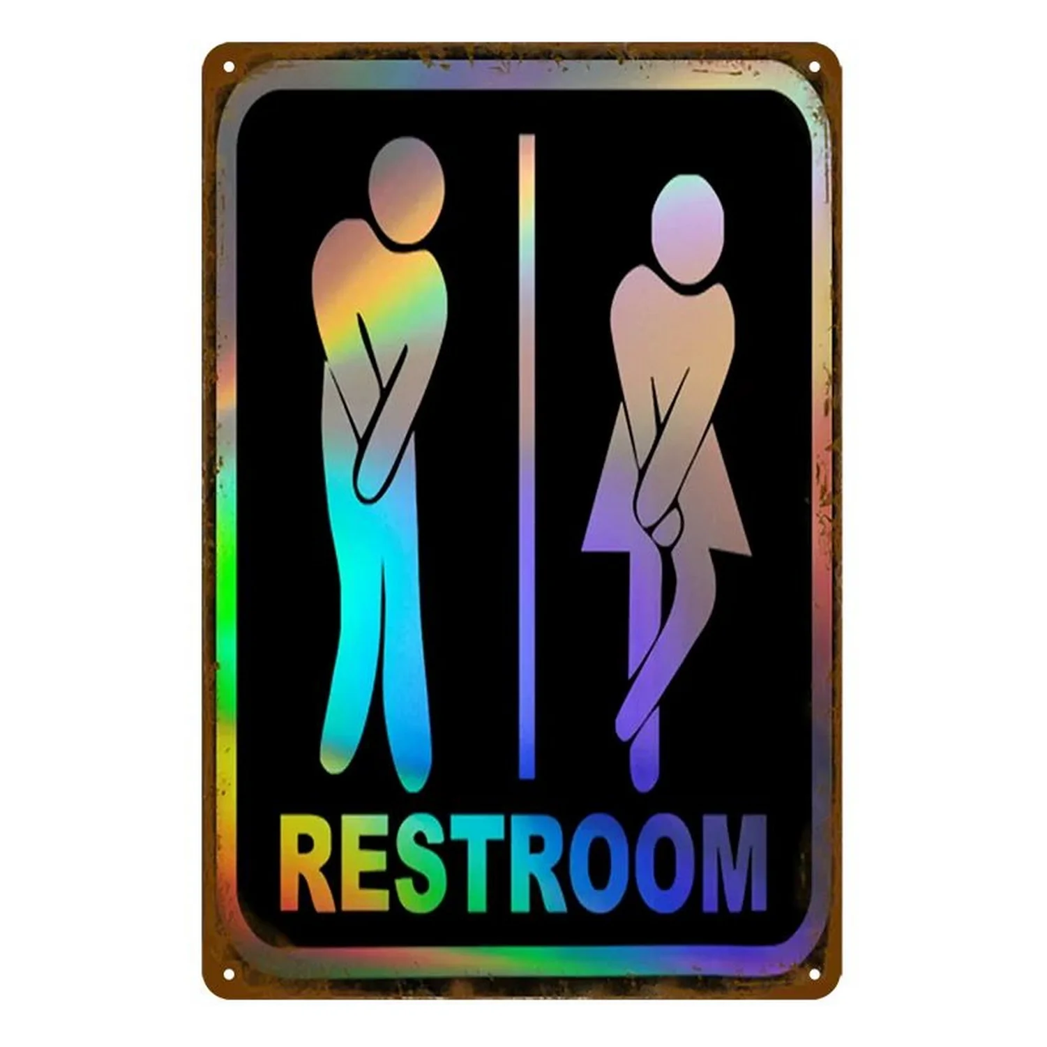 Metalowa plakietka ścienna do toalety w stylu vintage — WC retro Woda zielona