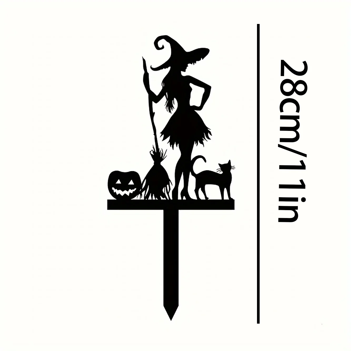 Metalowa rzeźba ścienna czarownica Halloween – dekoracja ogrodowa Czarny