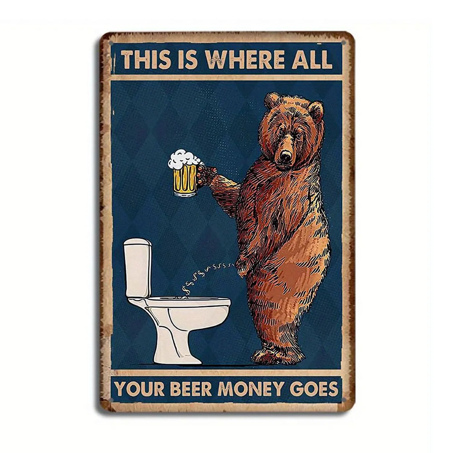 Metalowa tabliczka humorystyczna "Your Butt Napkins" — dekoracja do łazienki Burgundia