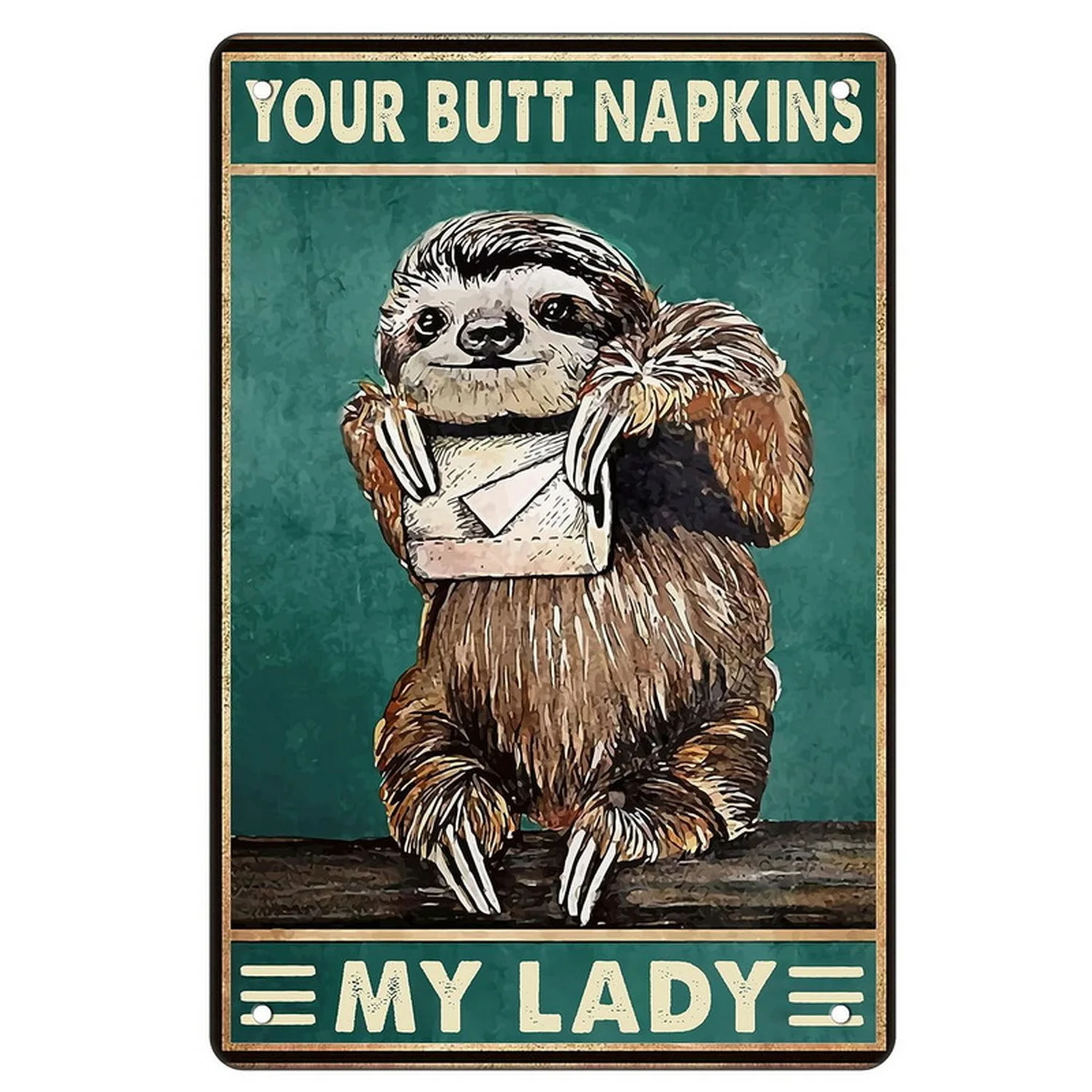 Metalowa tabliczka humorystyczna "Your Butt Napkins" — dekoracja do łazienki Czarny
