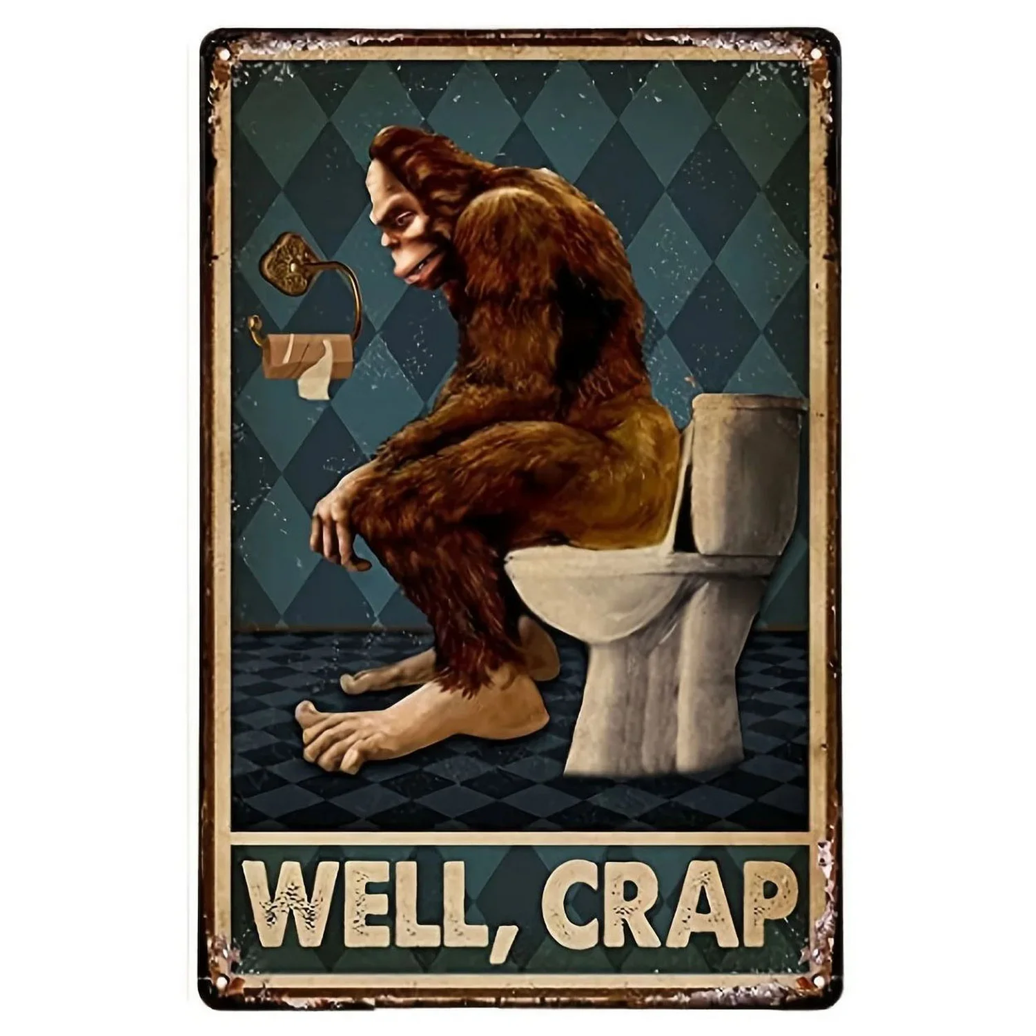 Metalowa tabliczka humorystyczna "Your Butt Napkins" — dekoracja do łazienki Jasnoszary