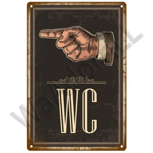 Metalowa tabliczka WC w stylu vintage Złoty