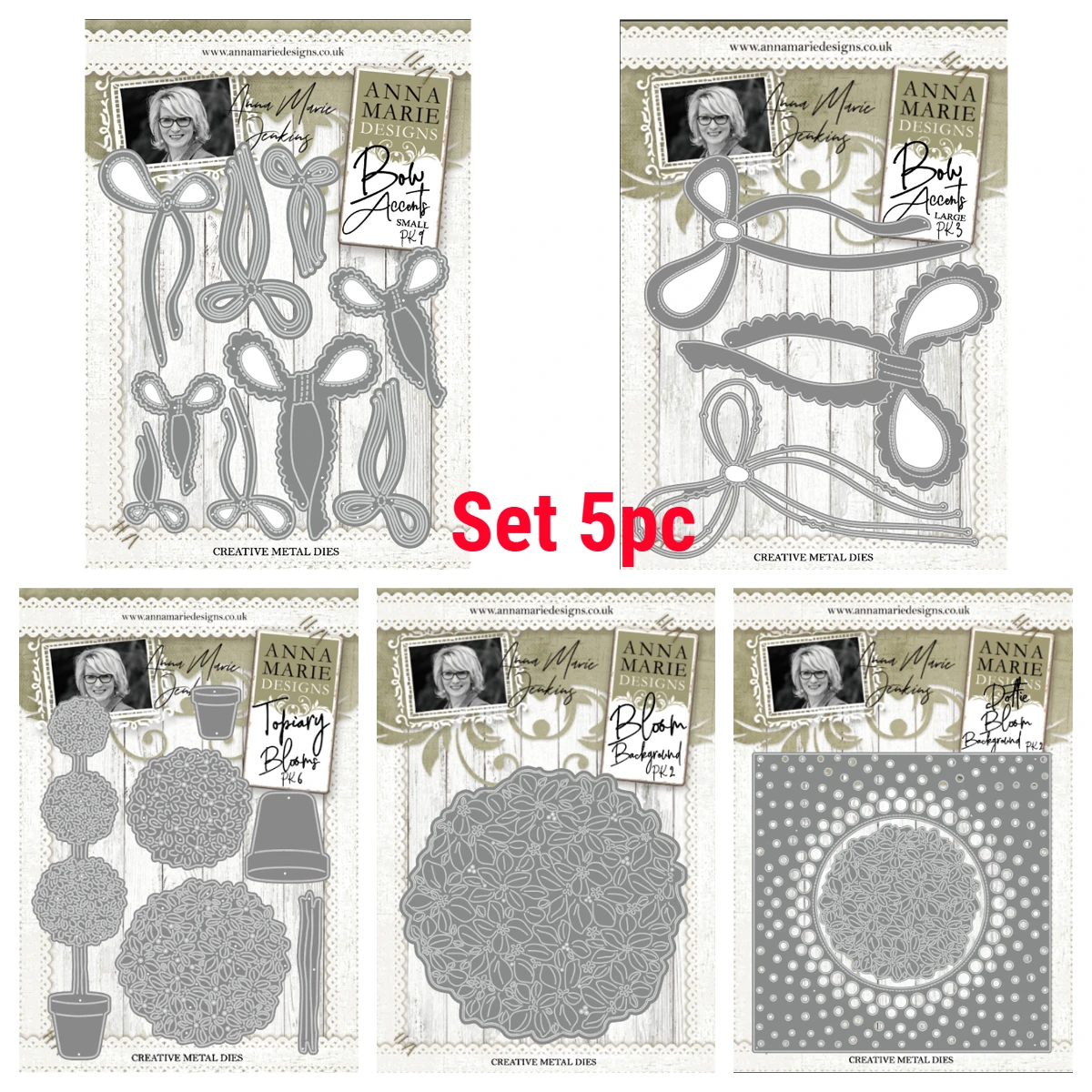 Metalowe wykrojniki do scrapbookingu Topiary Blooms M7927 m7931 a set 5