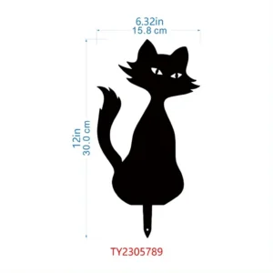 Metalowy palik ogrodowy czarny kot sylwetka Niebieski