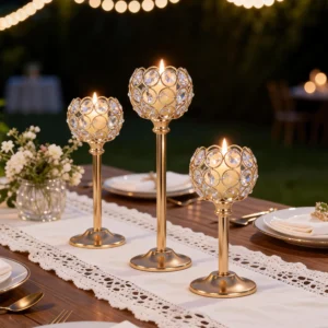 Metalowy szklany świecznik złoty srebrny na tealight Srebrny