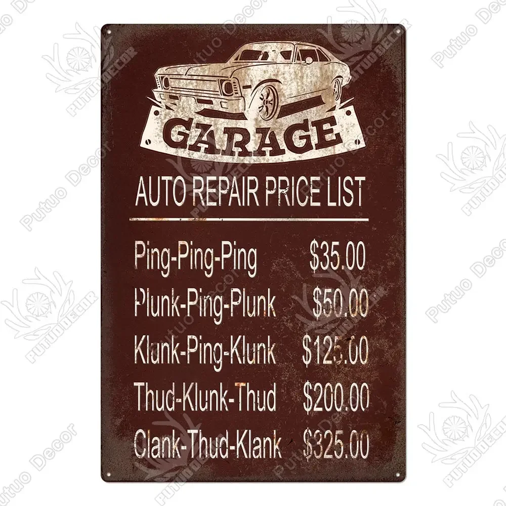 Metalowy szyld "My Garage Rules" — vintage dekoracja do garażu Fioletowy/фиолетовый