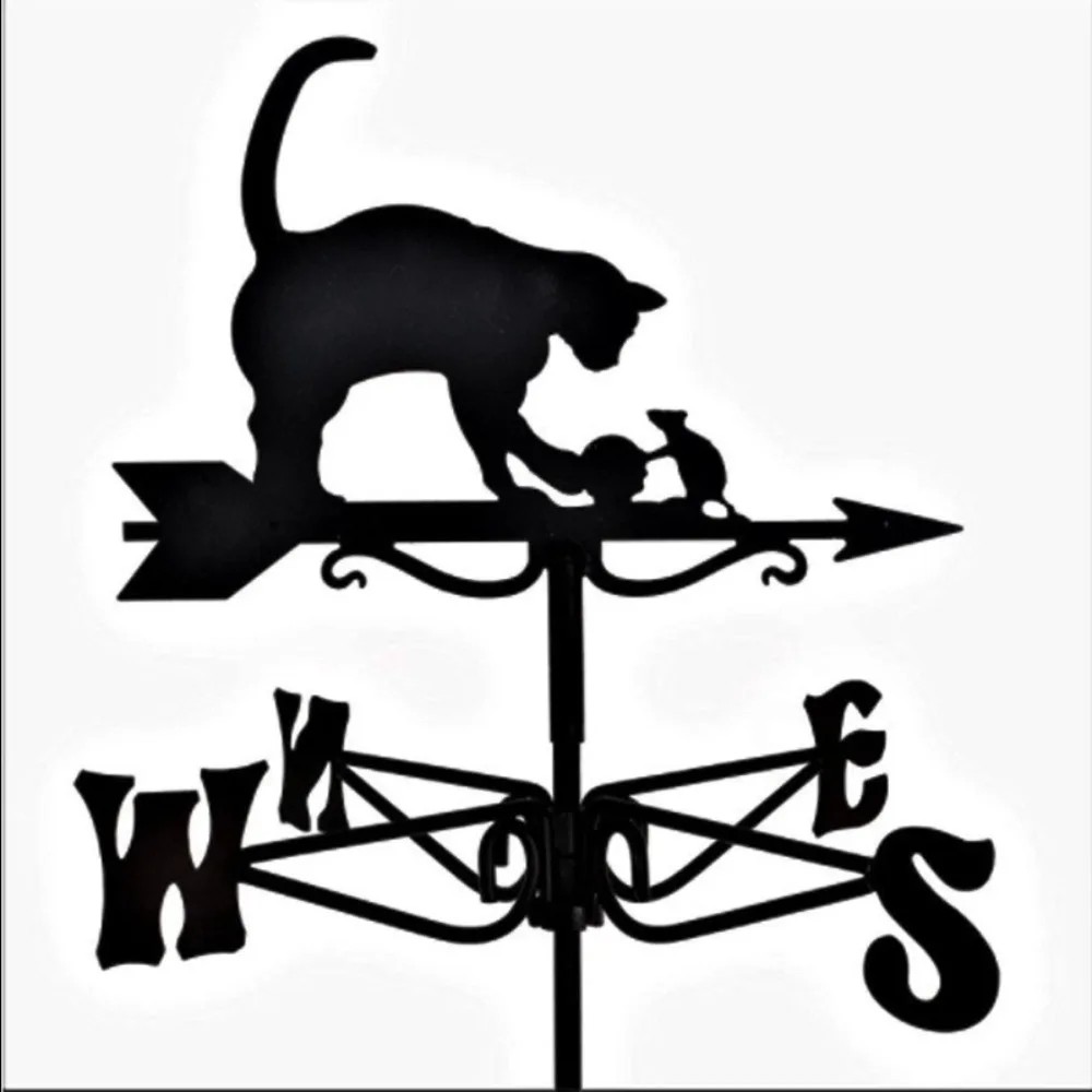 Metalowy wiatrowskaz na dach - sowa i kot Ciemnoszary