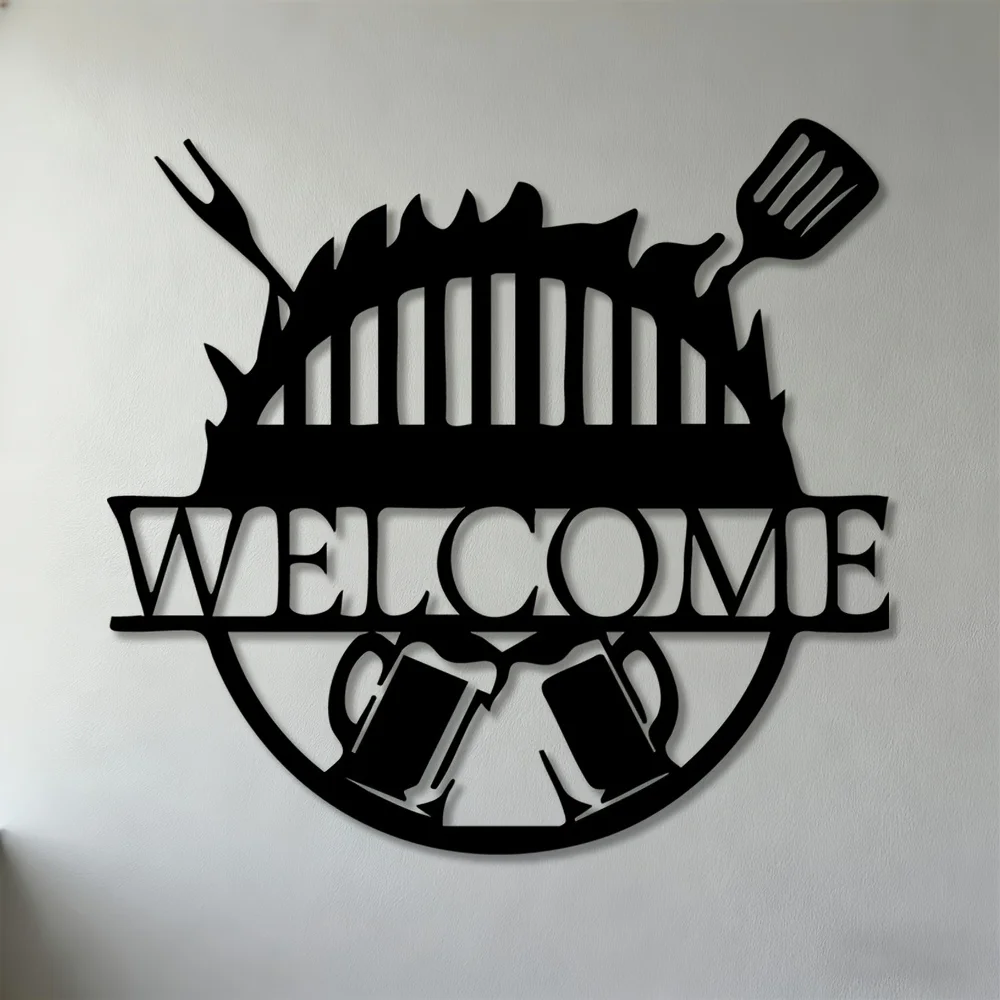 Metalowy znak dekoracyjny BBQ Zone do kuchni i ogrodu Czerwona róża