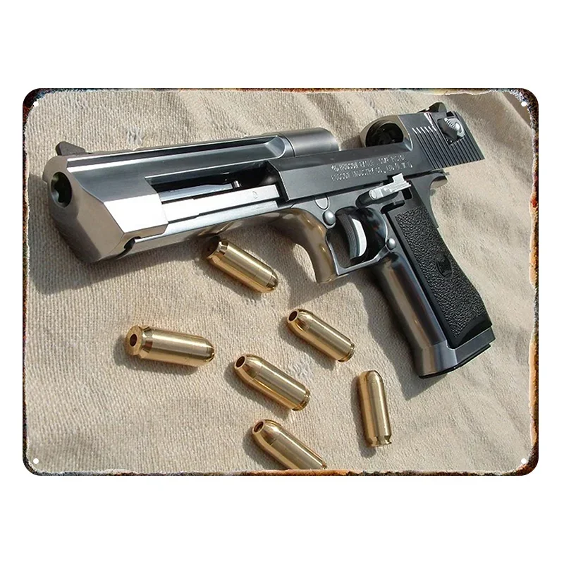 Metalowy znak ścienny retro pistolet pneumatyczny – dekoracja garażu i man cave Czerwonawo pomarańczowy