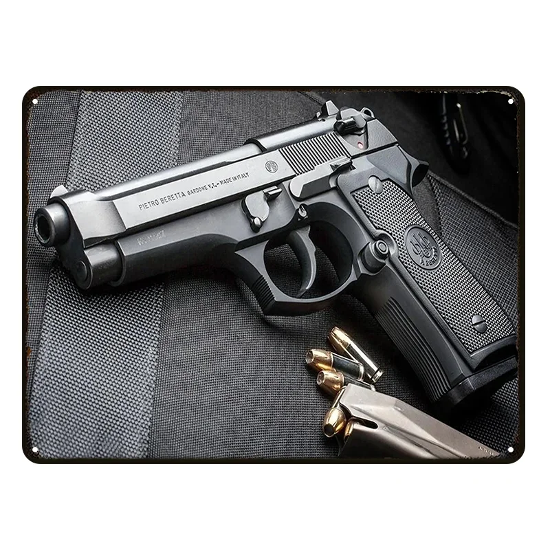 Metalowy znak ścienny retro pistolet pneumatyczny – dekoracja garażu i man cave Zielony jabłko
