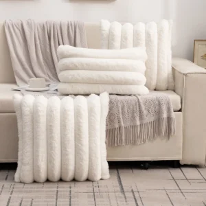 Miękka aksamitna poszewka puszysta zimowa jednostronna sofa 45x45 cm Biały