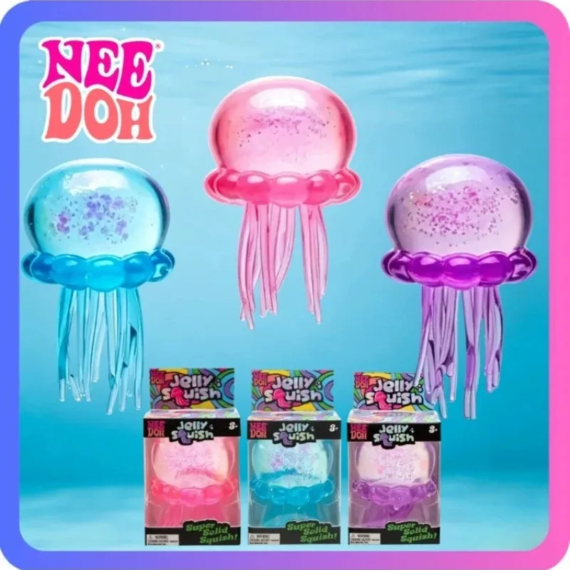 Miękka zabawka sensoryczna squishy do ściskania – meduza i kostka antystresowa Burgundia