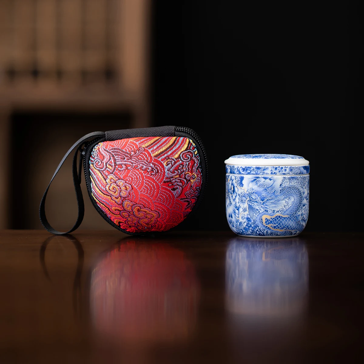 Mini ceramiczny czajnik do herbaty Kung Fu z torbą – zestaw dla jednej osoby Jasnozielony