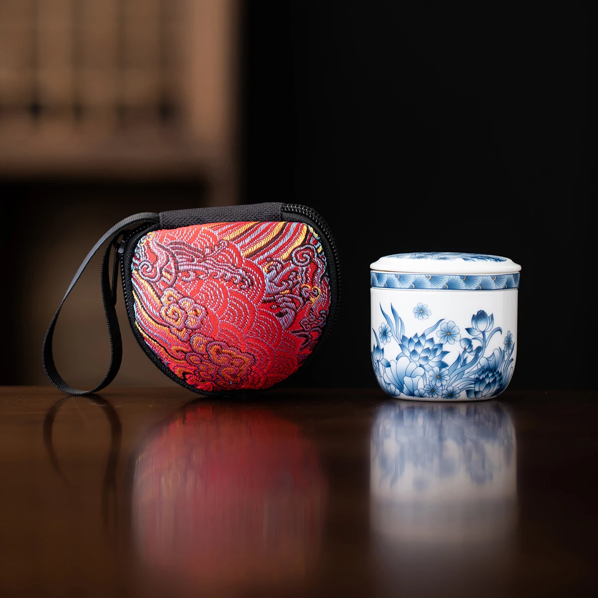 Mini ceramiczny czajnik do herbaty Kung Fu z torbą – zestaw dla jednej osoby Jasnożółty