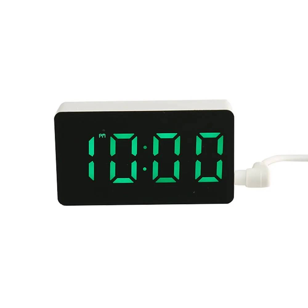 Mini cyfrowy zegar LED z lustrem budzik biurkowy do sypialni Biały