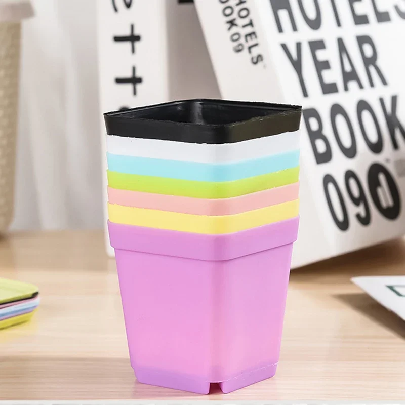 Mini doniczki kwadratowe plastikowe 10 sztuk do sukulentów i sadzonek Niebieski