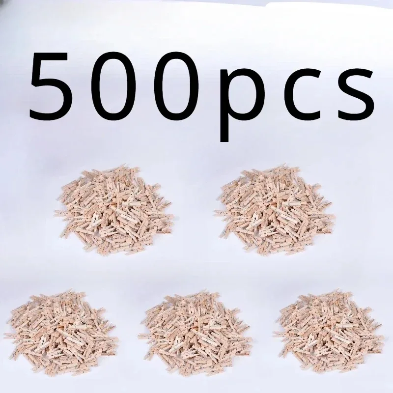 Mini drewniane klipsy do zdjęć 25 mm, zestaw 100 sztuk żółty